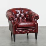 English Cowhide Leather Chesterfield Club Chair