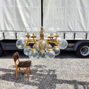 Lustre 19 feux en laiton, Italie 1960