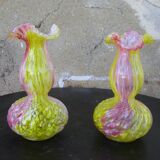 Pair of multicolored glass vases from Clichy