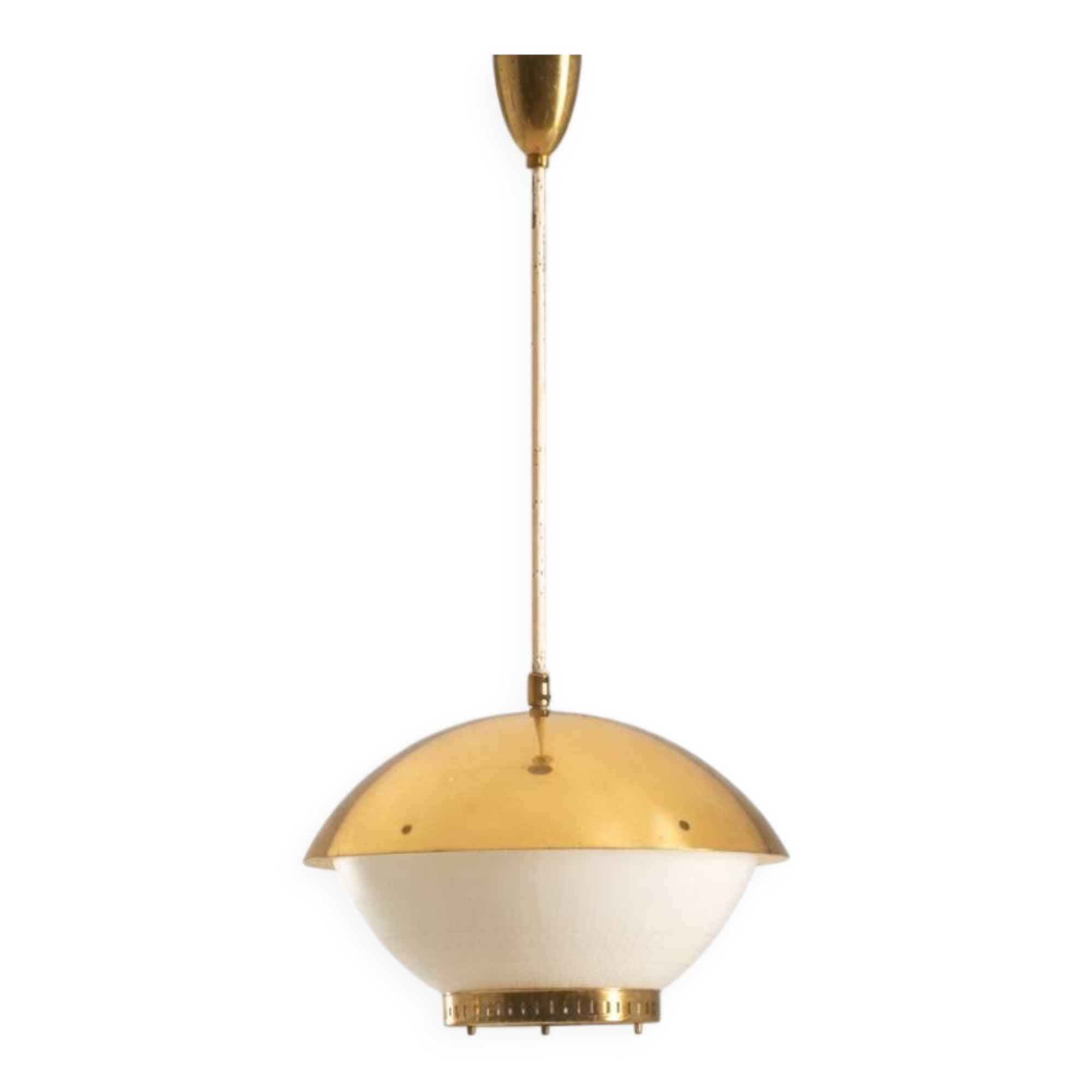 Large brass pendant with engraved opaline glass