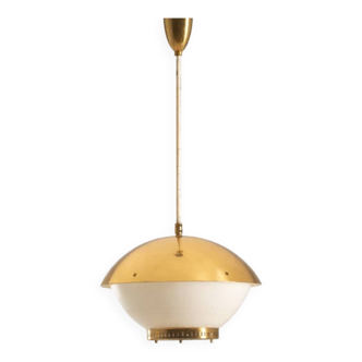 Large brass pendant with engraved opaline glass