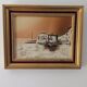 Peinture à l'huile vintage sur toile – Paysage de port et pêche – Signée No