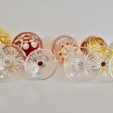 Set of 6 Bohemian Multicolored Antique Crystal Wine Glasses