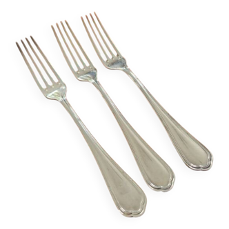 Christofle Set of 3 Spatours model table forks in silver metal