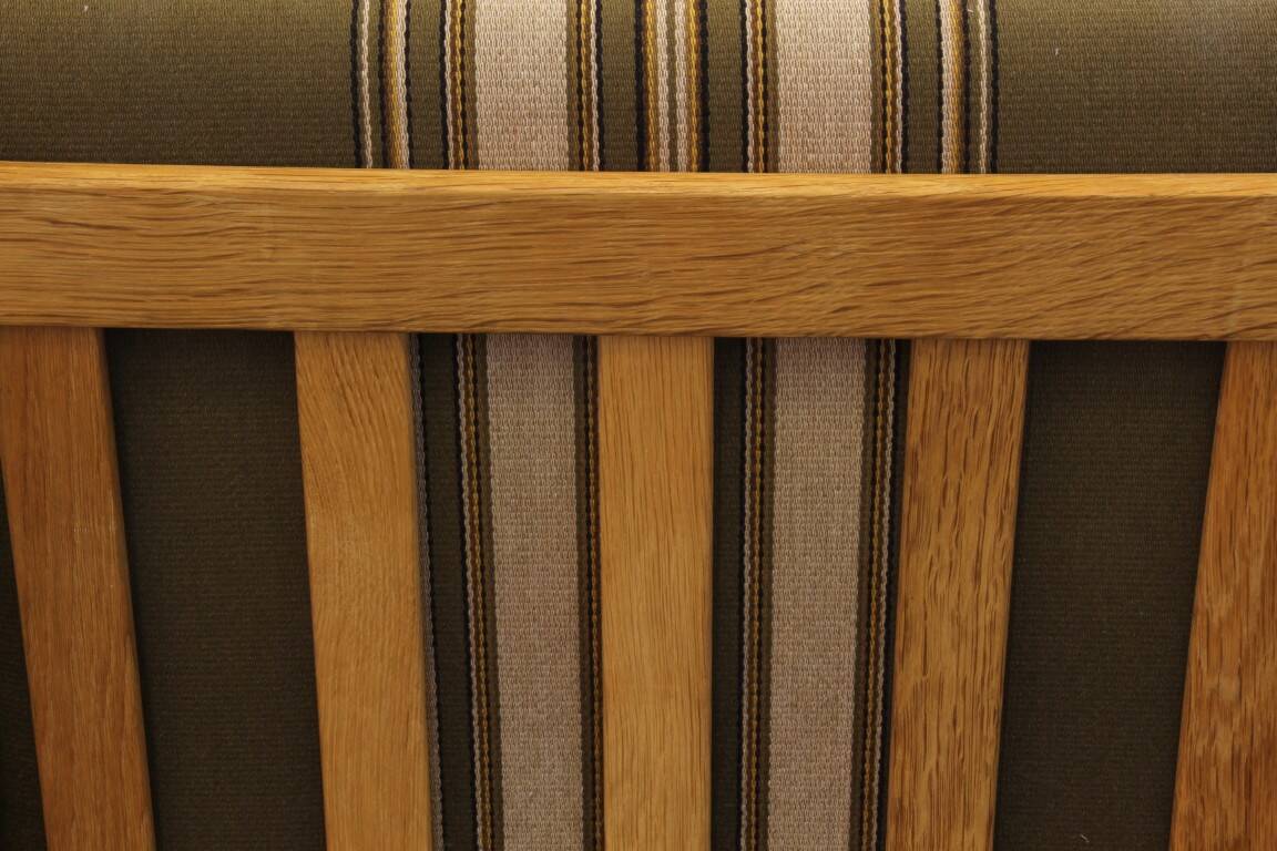 Vintage 1960s Danish low back lounge chairs in light oak, Henning Kjærnulf style