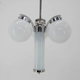 Lustre art déco en chrome et verre, années 1930