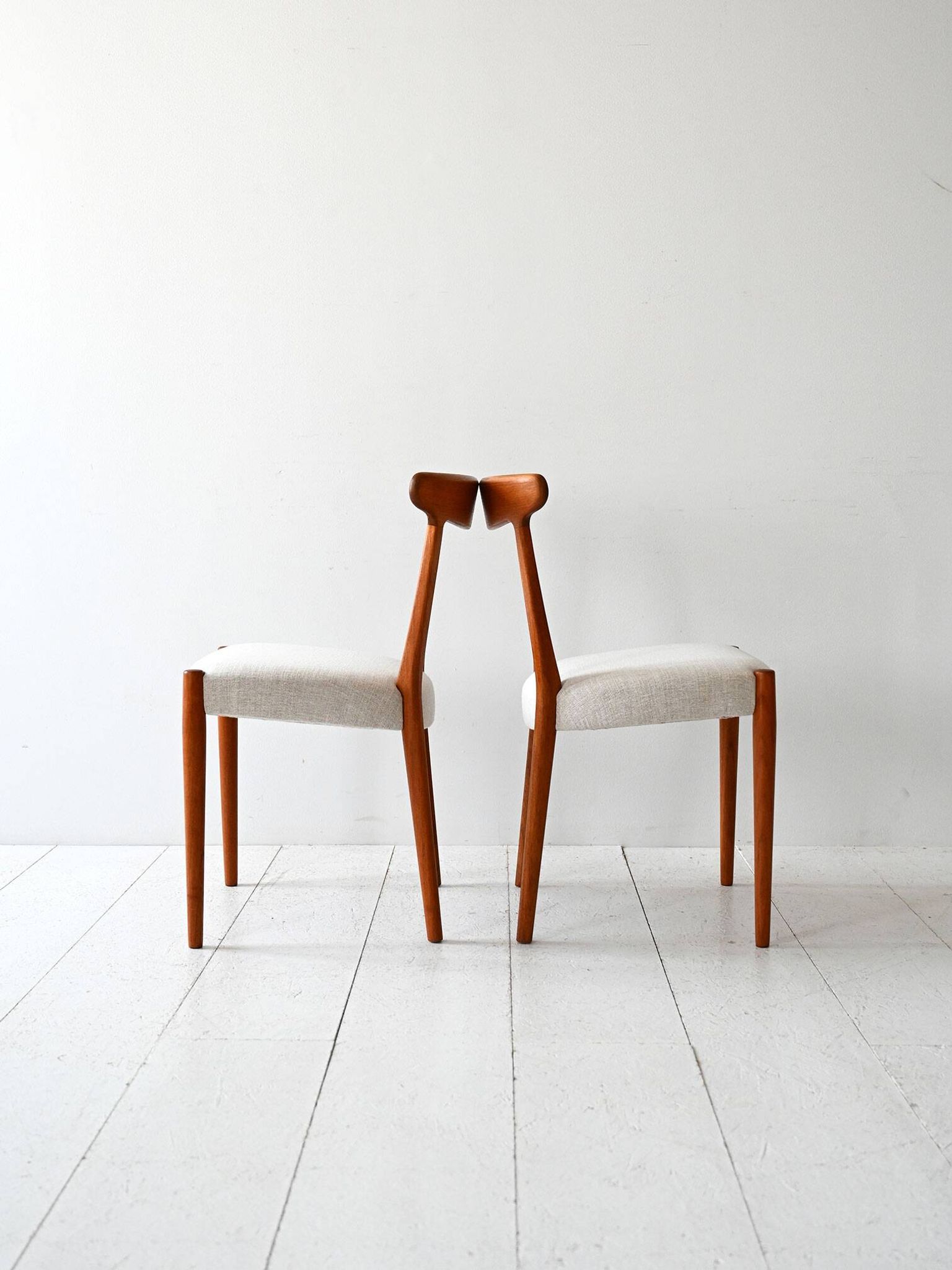 Pair of 1960s Scandinavian Teak Chairs with Curved Back