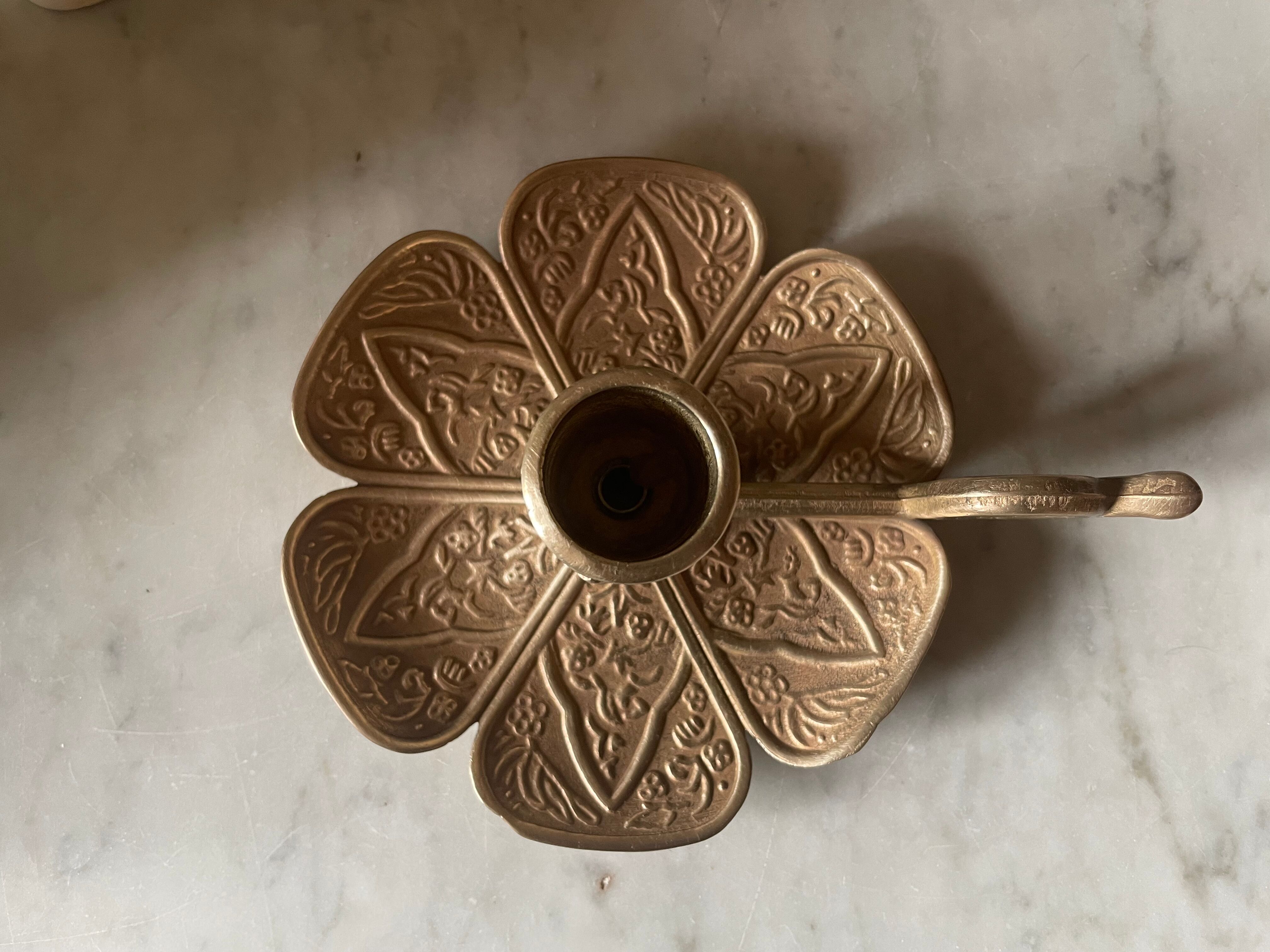 Brass flower candle holder