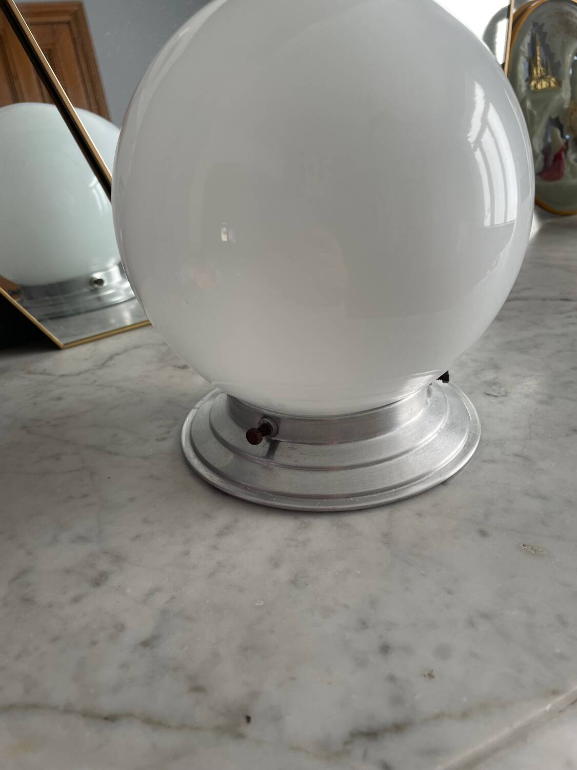 Vintage opaline globe ceiling light