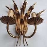 Paire d'appliques murales dorées motif épi de blé anciennes