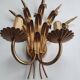 Pair of antique gold wall sconces with wheat ear motif