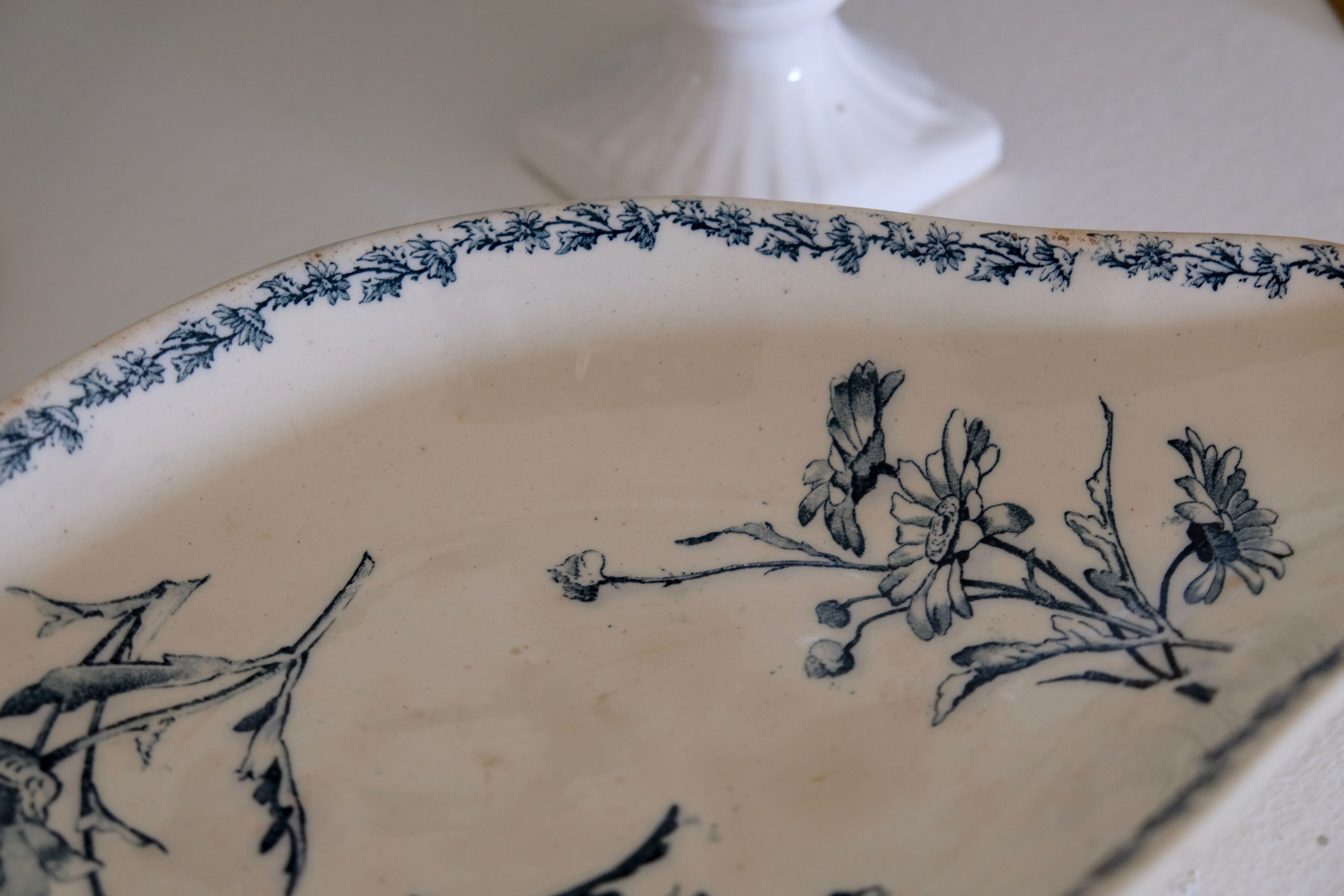 Ravier antique "Marguerite" Luneville faience XIXth