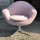 Mid-century swivel armchair in pink velvet with silver metal base, 1960s.