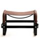 Footrest in Aged Brass and Navy Blue Leather, Contemporary Style
