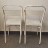 Pair of patinated white metal chairs