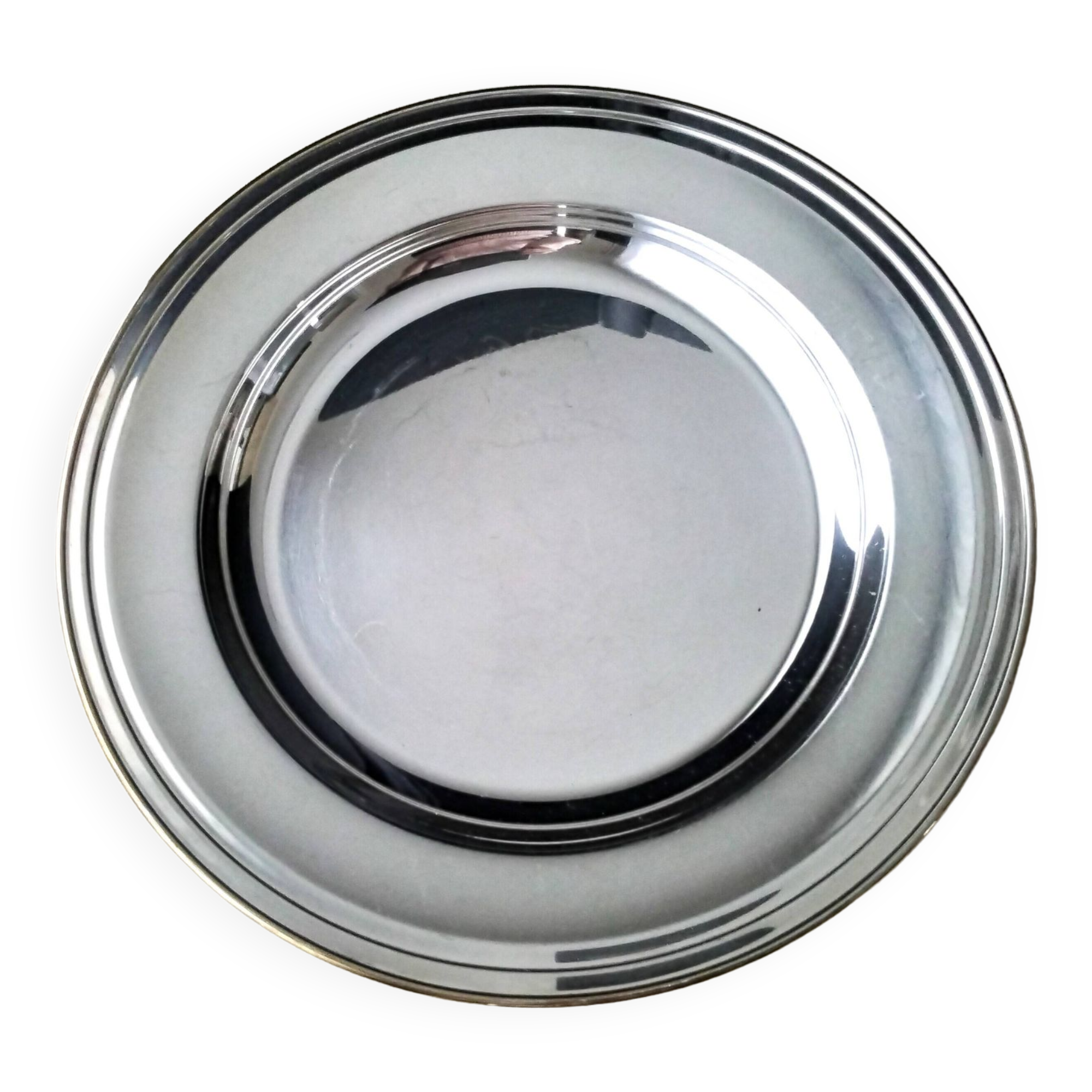 Half hollow serving dish in silver metal 32.5 cm