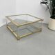 Table basse lucite, laiton et verre années 70