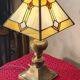 Art deco bronze and brass lamp h40x30 tiffany glass style lampshade