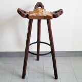 Vintage Spanish brutalist bar stool 1970s