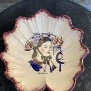 Coupe à fruits petite maraîchine peinte à la main et signée par Henry Simon vintage