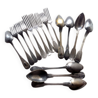 16 Antique Forks and Antique Dessert Spoons. Antique Flatware.