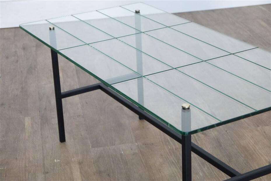 Modernist glass and metal coffee table 1950