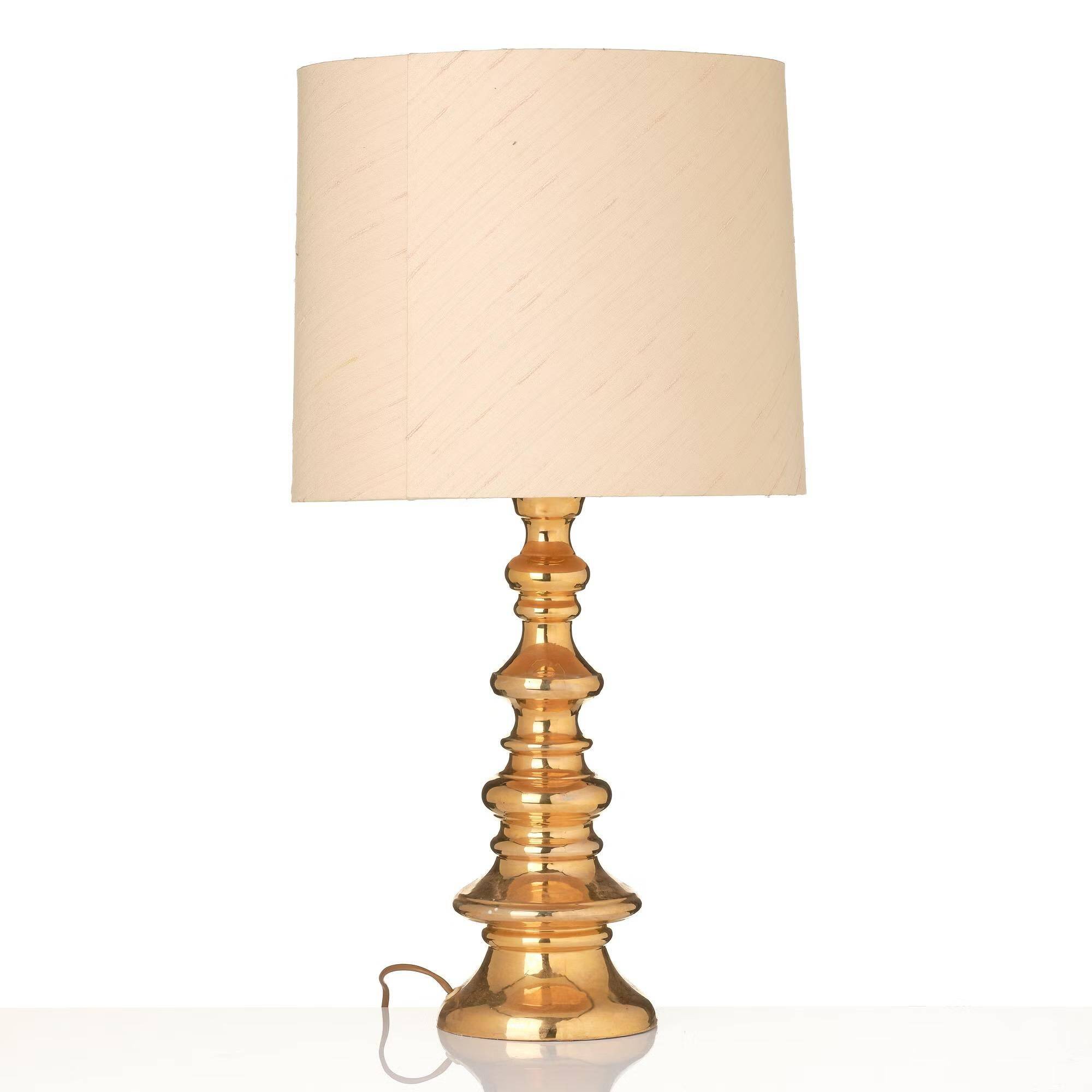 Bergbom's glazed ceramic table lamp gold model B-25 Sweden 960