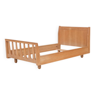 Guillerme et Chambron French Mid-Century Oak Single Bed