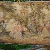 Tapisserie tenture murale scène galante du milieu du siècle