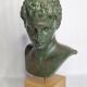 Bust of the Ephebus of Marathon in patinated plaster on base