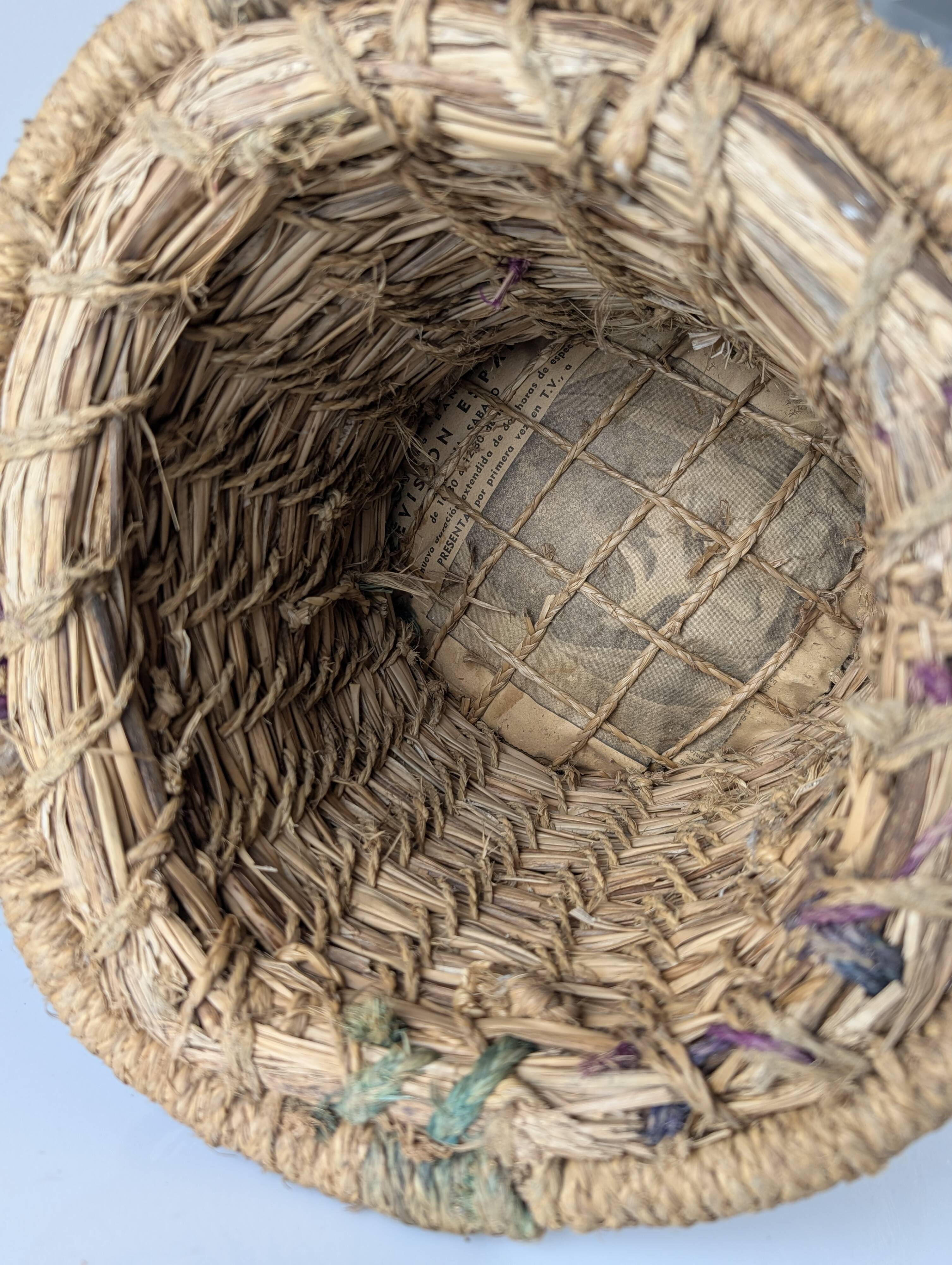 Rustic Pair of Spanish Andalusian Woven Esparto Baskets 1960s