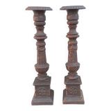 Pair of cast iron candlesticks