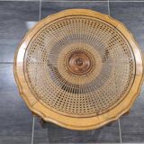 Table basse Louis XV en cannage traditionnel, années 1970