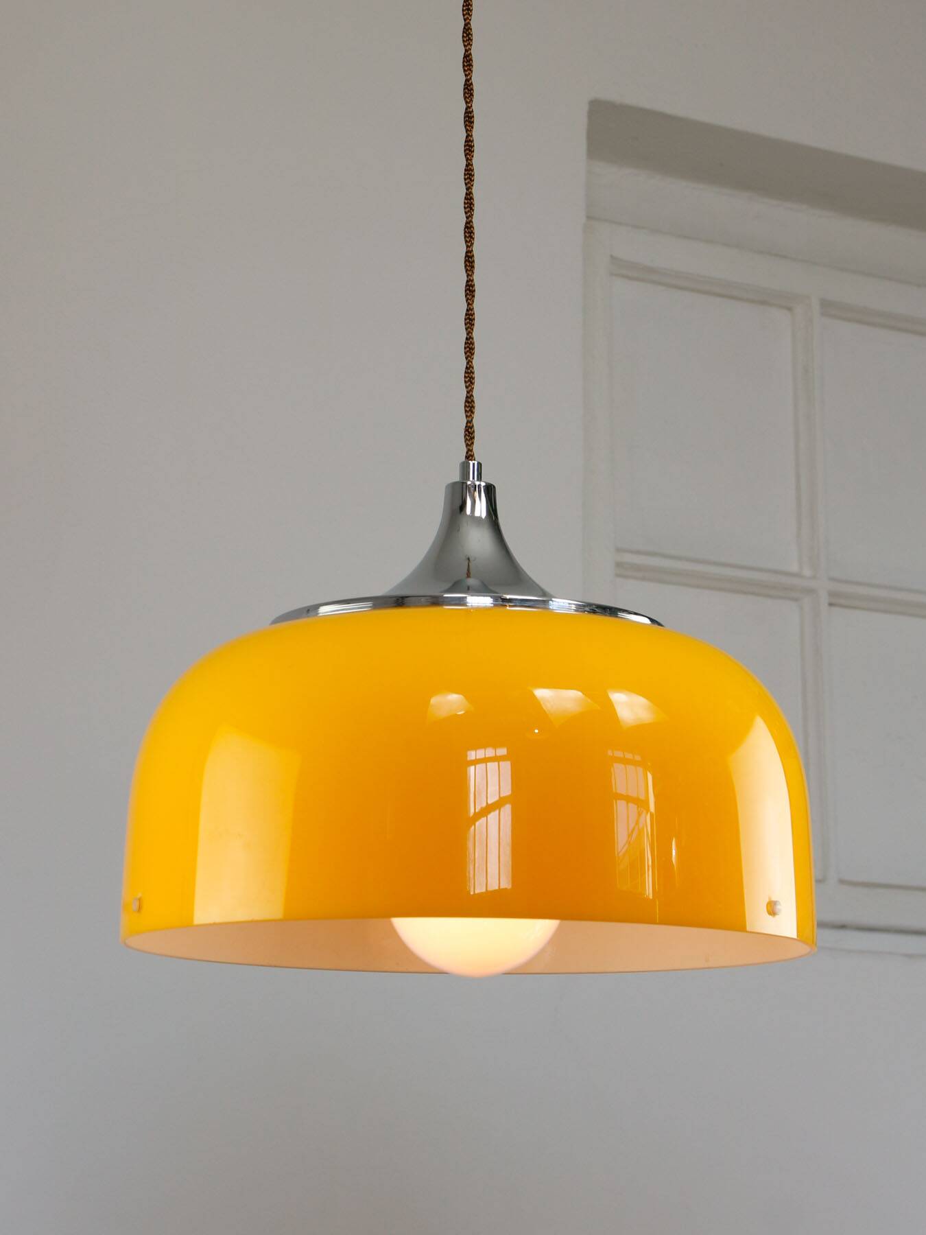Space Age Yellow Pendant from Guzzini, 1970s