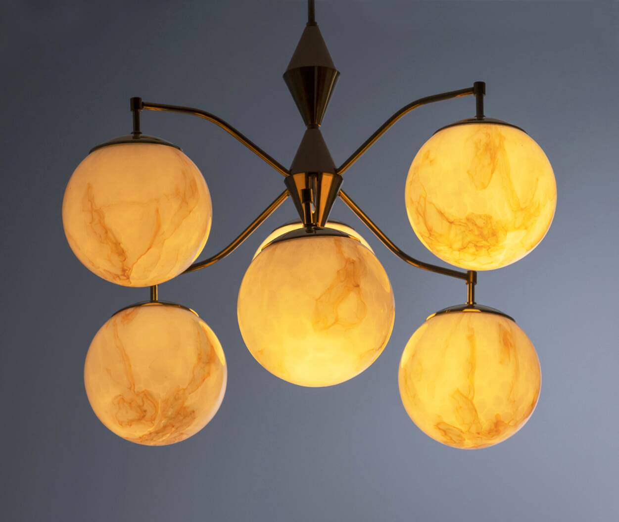 Vintage Marbled Glass Chandelier, 1960s–1980s, Czechoslovakia