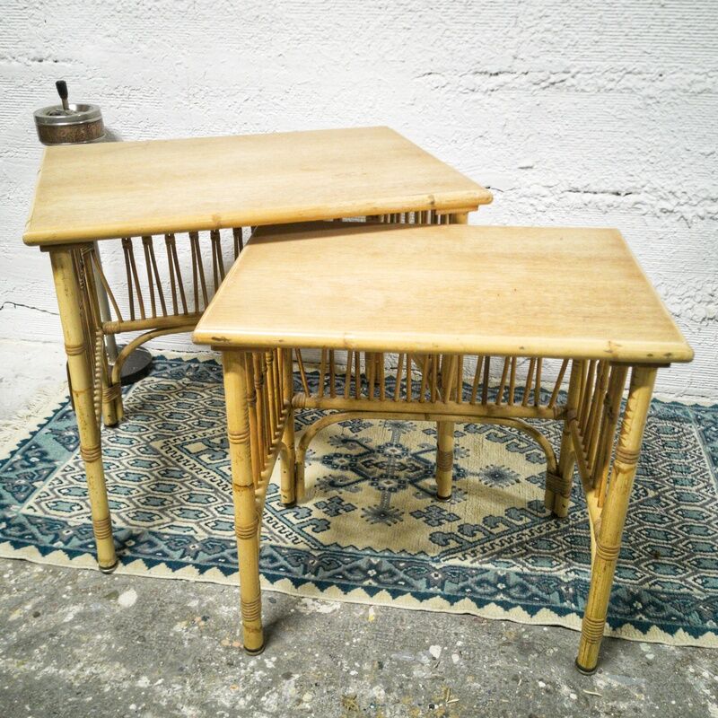 Rattan nesting tables