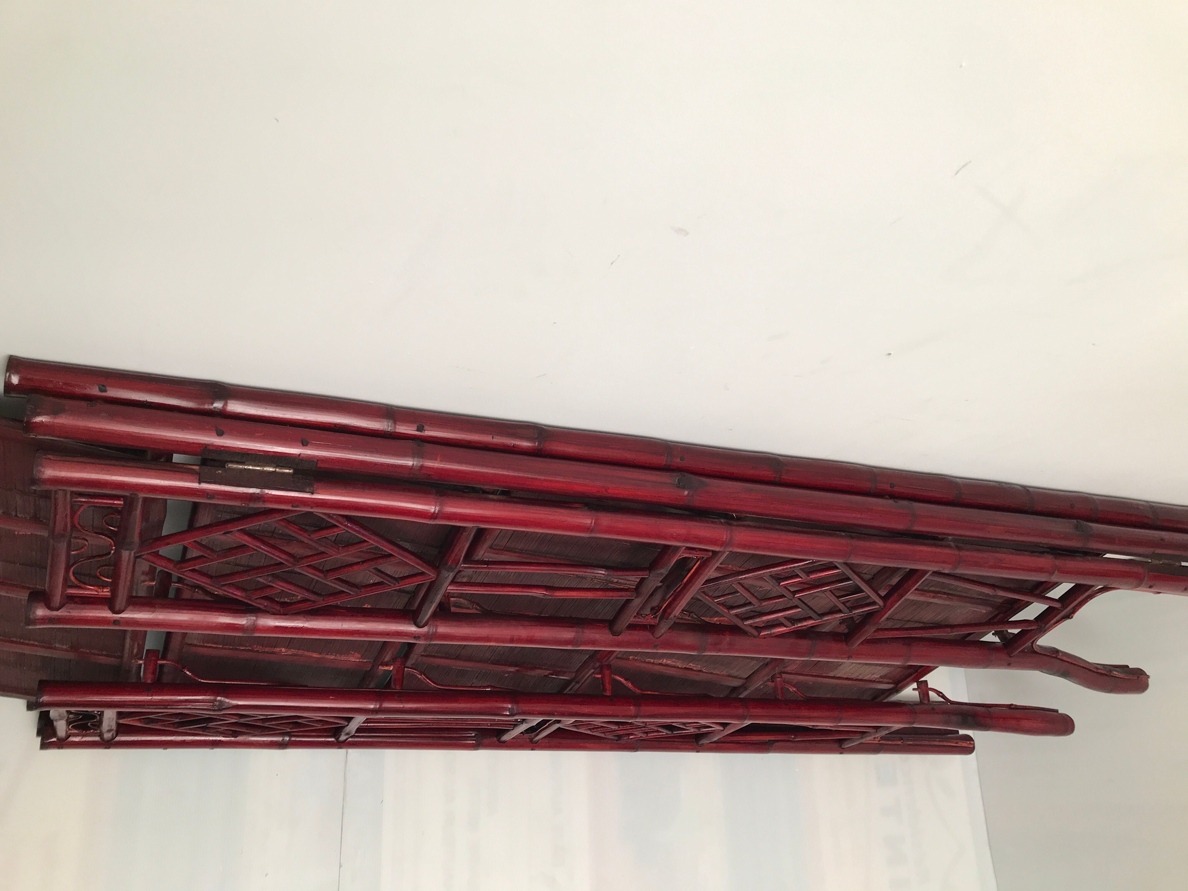Vintage bamboo and rattan folding shelf