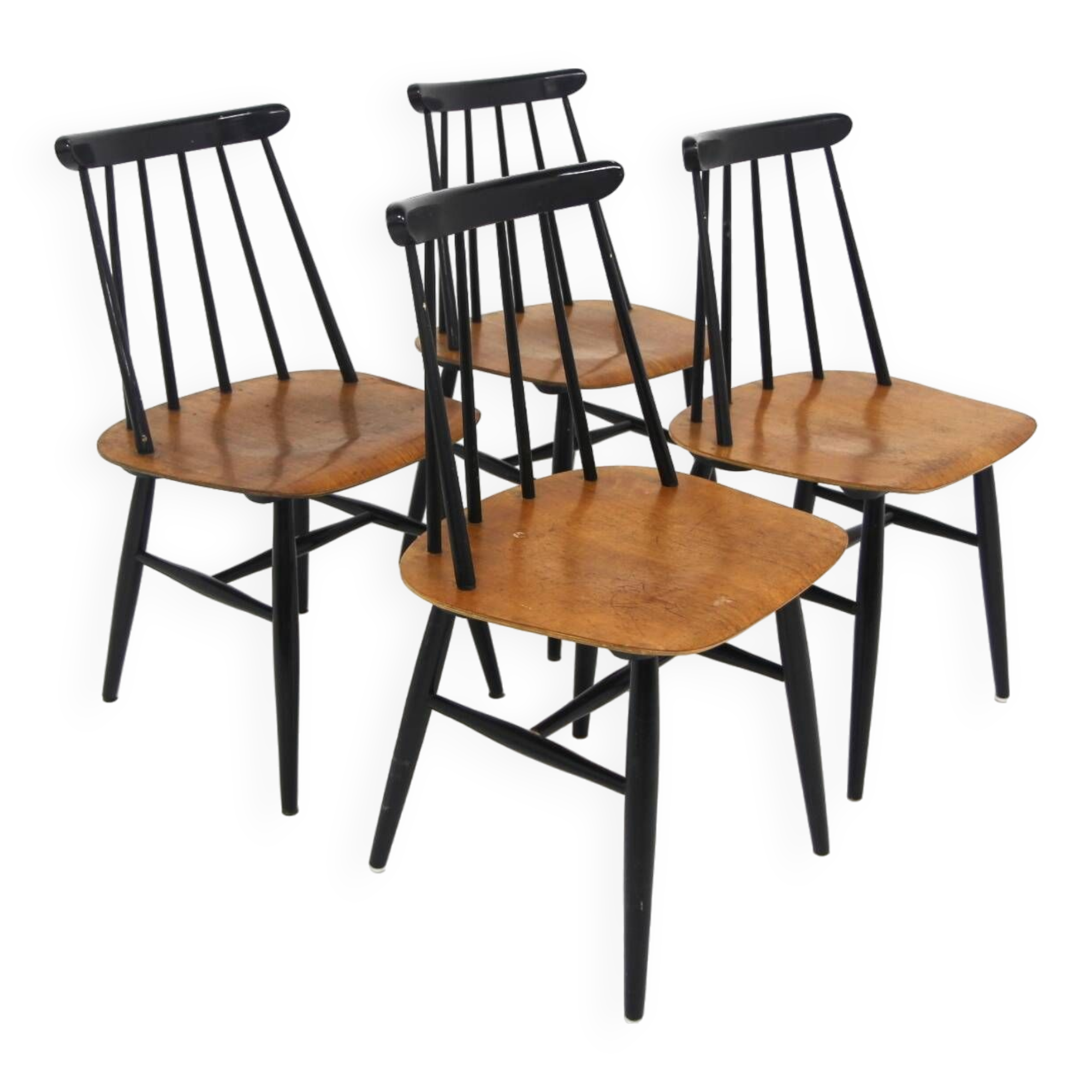 Set of 4 Scandinavian "Fanett" chairs, Ilmari Tapiovaara, Sweden, 1960