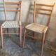 Pair of vintage chairs 1960-80's in beech braided rope