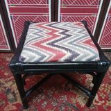 Rattan ottoman stool with woven seat