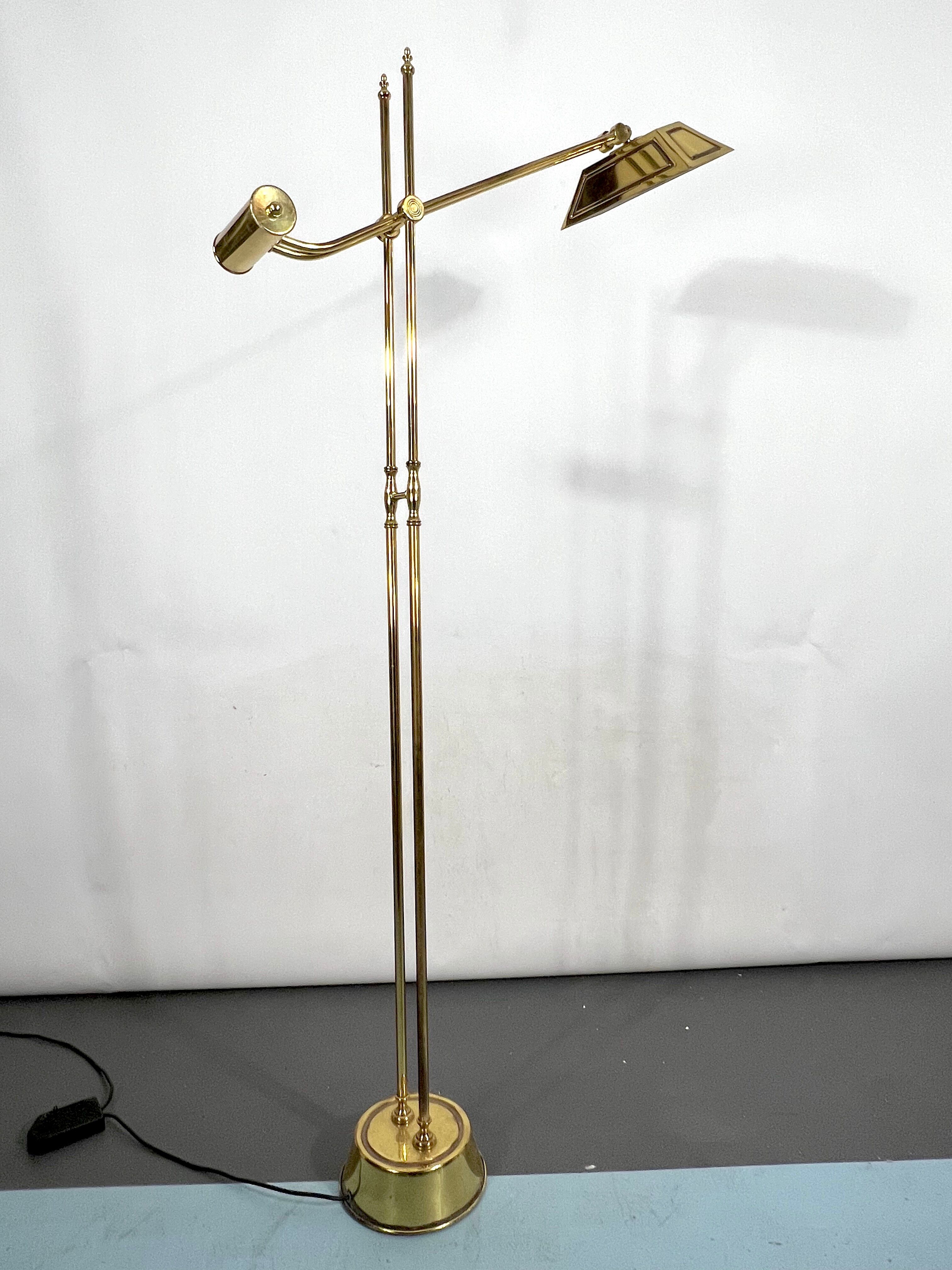 Vintage adjustable Italian solid brass floor lamp from 70s