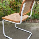 Cesca chair b32 model in white and wood by Marcel Breuer