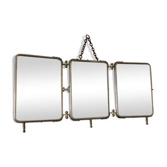 Miroir triptyque vintage des années 30 24x52 cm