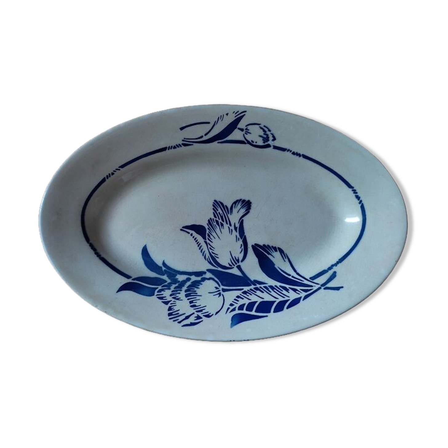 Oval dish delight porcelain blue flower St Amand dp 092286