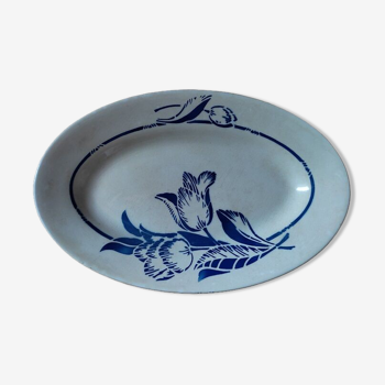 Plat ovale ravier porcelaine fleur bleue St Amand dp 092286