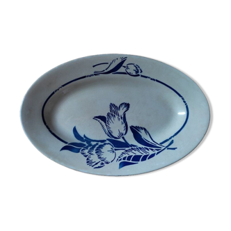 Plat ovale ravier porcelaine fleur bleue St Amand dp 092286