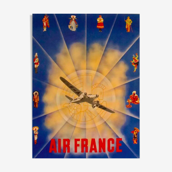 Affiche original Air France Pays du monde Chanove en 1930 par Chanove - Petit Format - On linen