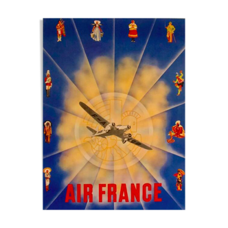 Affiche original Air France Pays du monde Chanove en 1930 par Chanove - Petit Format - On linen