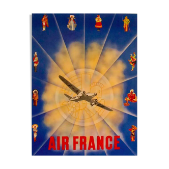 Original poster Air France Countries of the world Chanove in 1930 by Chanove - Small Format - On linen