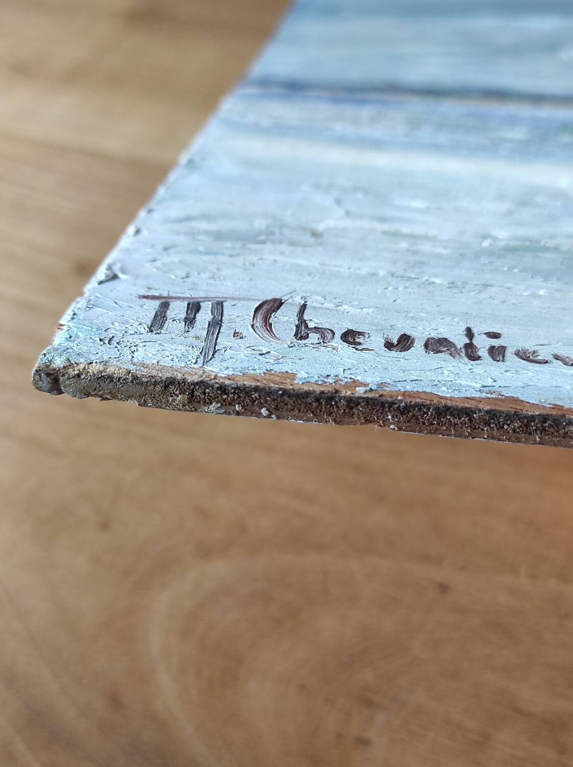 Riverside landscape painting (signed Chevalier)